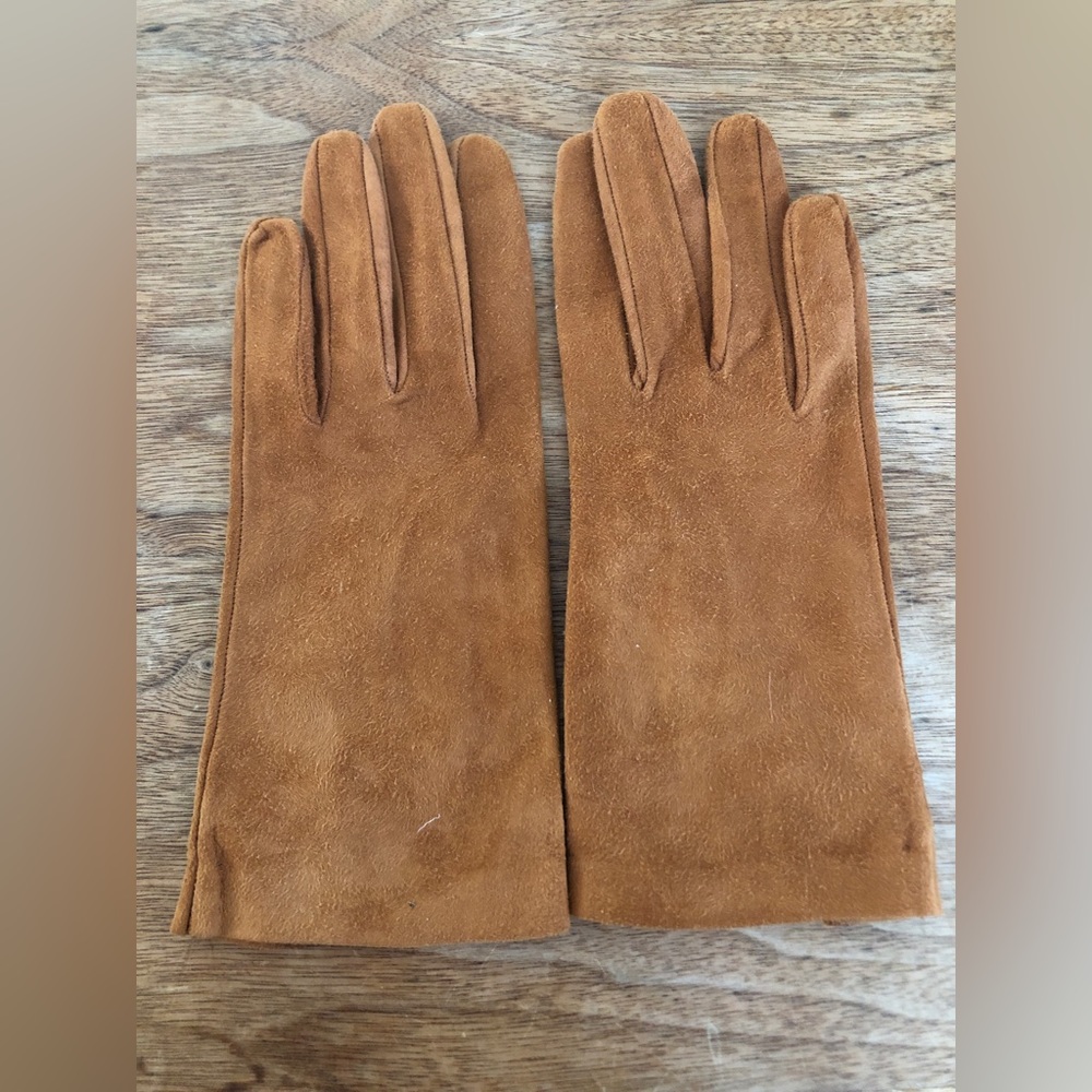 Brown calf suede gloves